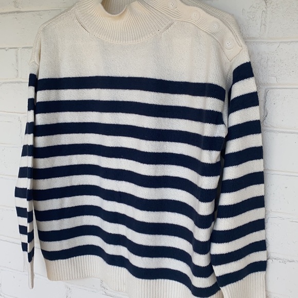 NWT Loft Stripes Button Shoulder Sweater - Picture 4 of 10
